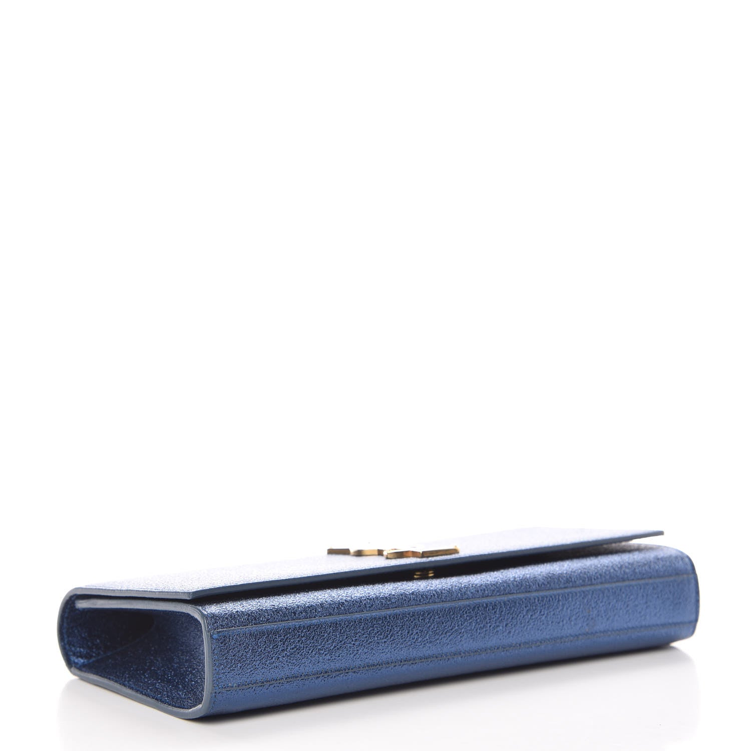 Saint Laurent Metallic Calfskin Monogram Cassandre Clutch Navy 4 of 6