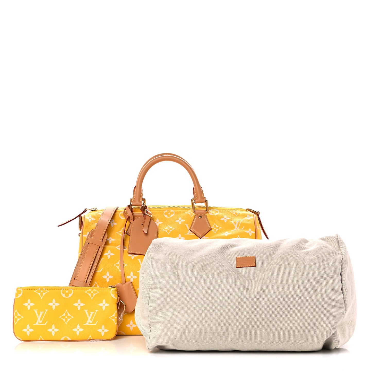 Calfskin Monogram Speedy P9 Bandouliere 40 Jaune Mat