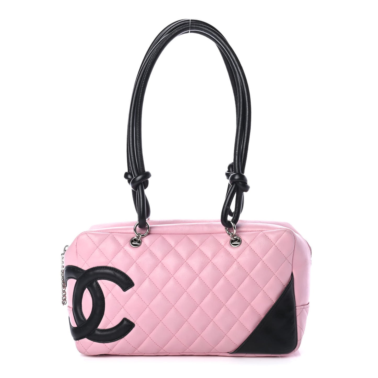 Calfskin Quilted Large Cambon Bowler Pink Black