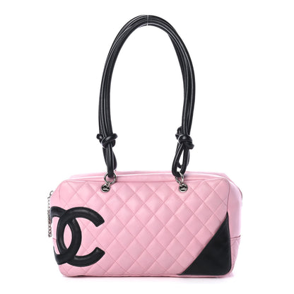 Chanel Calfskin Quilted Large Cambon Bowler Pink Black 1 of 4