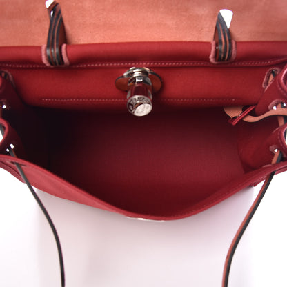 Hermes Vache Hunter Toile Herbag Zip 31 PM Rouge Grenat Rouge H 8 of 12