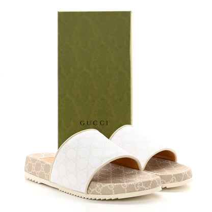 Gucci GG Supreme Monogram Demetra Mens Slide Sandals 11 White Mystic White 11 of 11