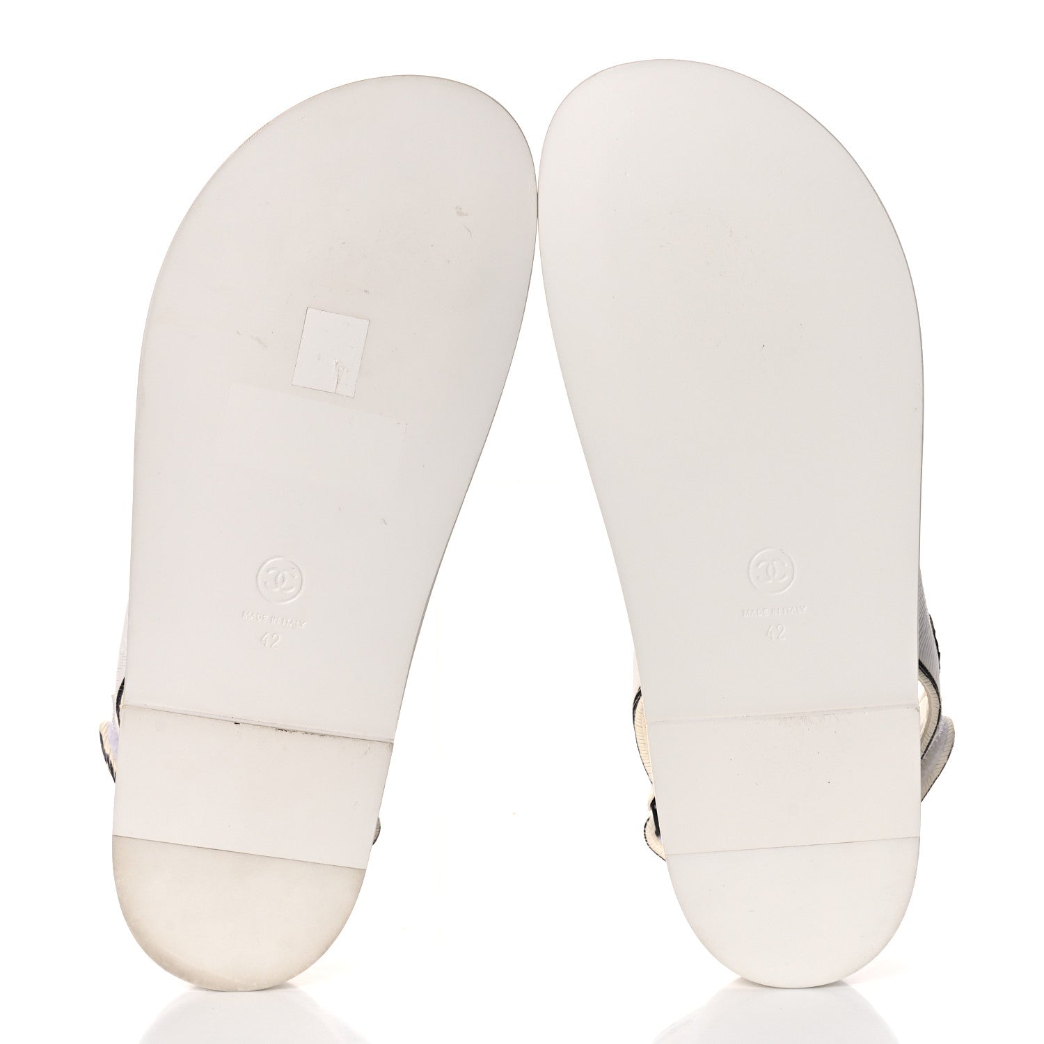 Chanel Printed Calfskin Velcro Dad Sandals 42 White Black 5 of 12