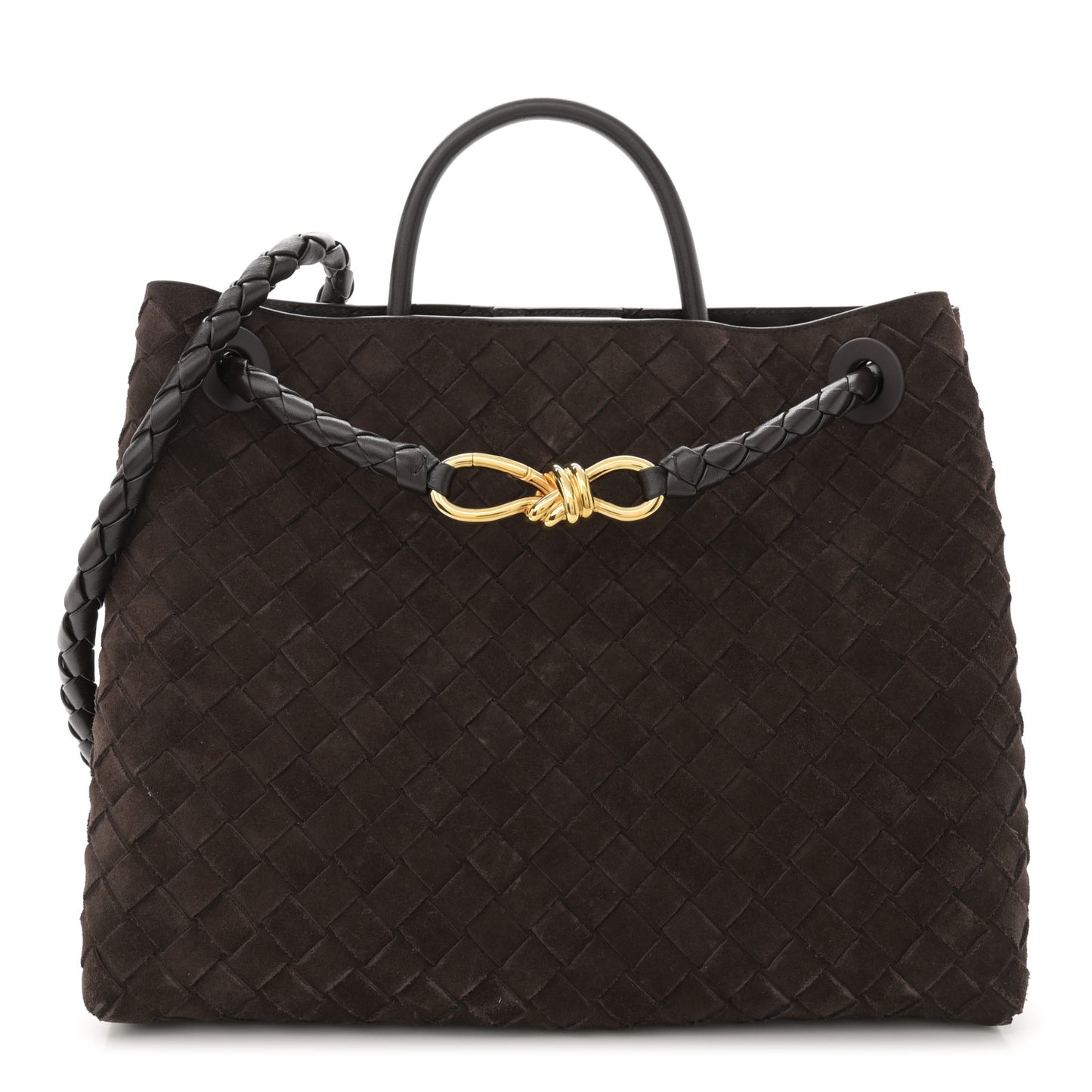 Suede Intrecciato Medium Andiamo Shoulder Bag Fondant