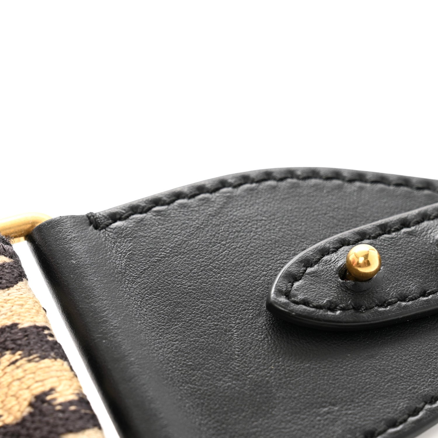 Christian Dior Canvas Mizza Embroidered Leopard Shoulder Strap Beige Black 7 of 7