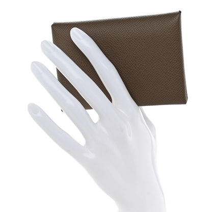 Hermes Epsom Calvi Duo Card Case Etoupe 2 of 8