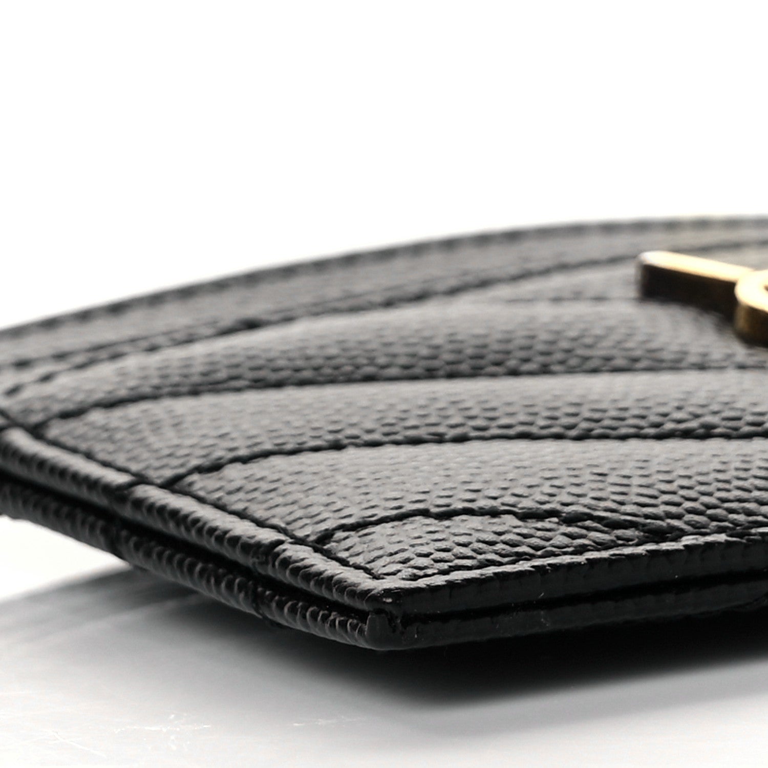 Saint Laurent Grain De Poudre Matelasse Chevron Monogram Credit Card Case Black 8 of 9