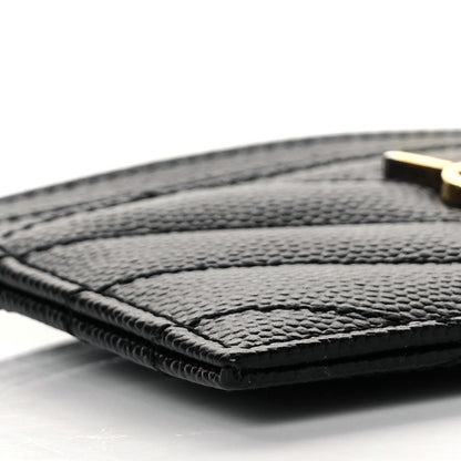 Saint Laurent Grain De Poudre Matelasse Chevron Monogram Credit Card Case Black 8 of 9