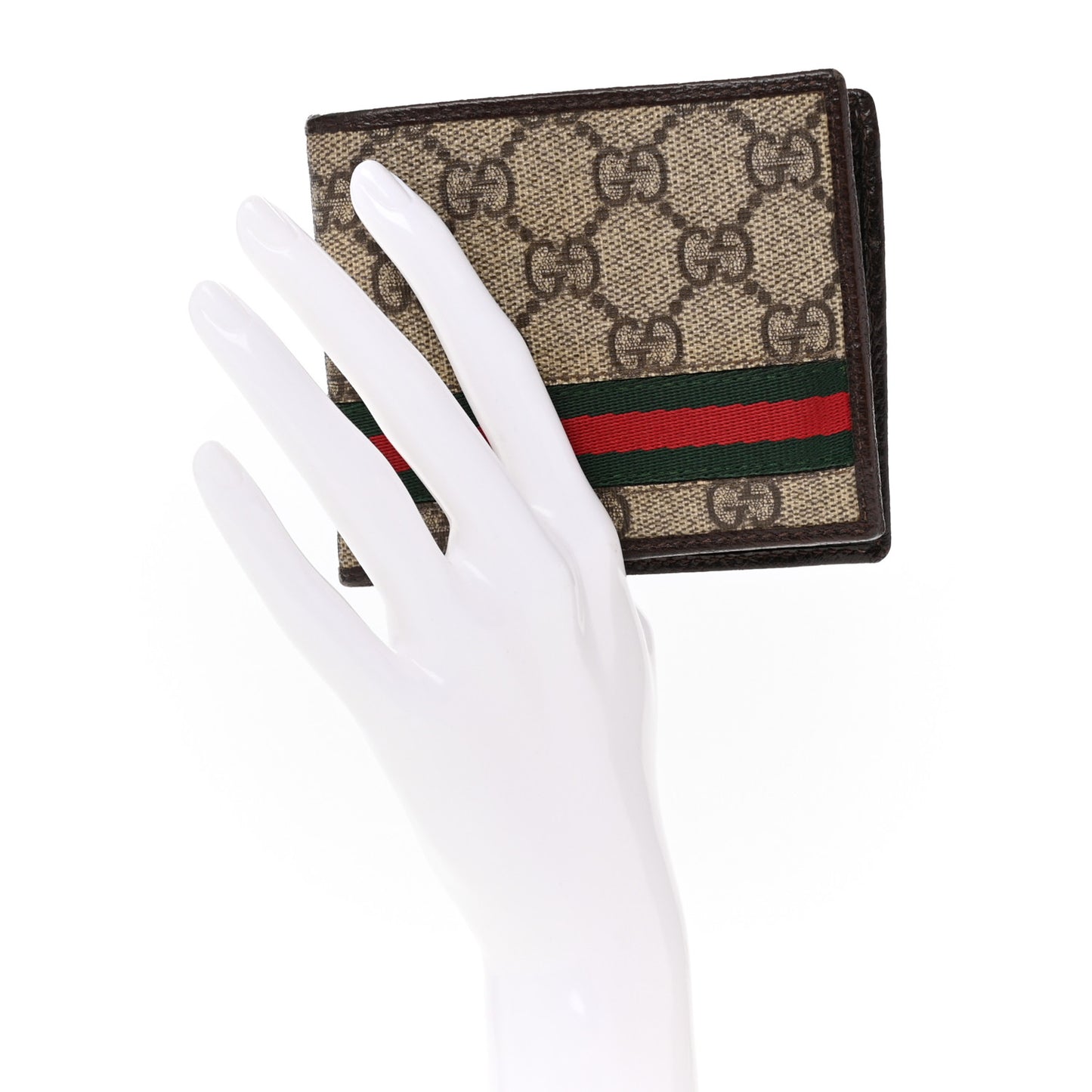 GG Plus Monogram Web Bi-Fold Wallet Dark Brown