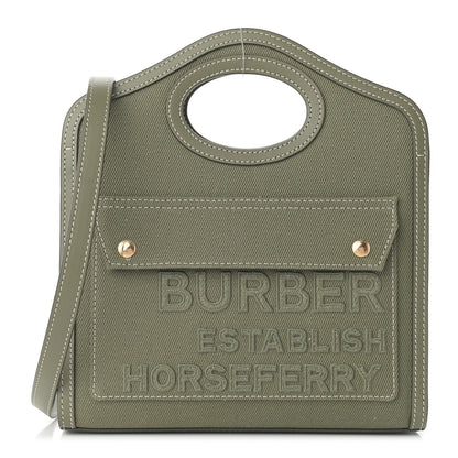 Burberry Canvas Calfskin Horseferry Print Mini Pocket Bag Dark Fern Green 1 of 9