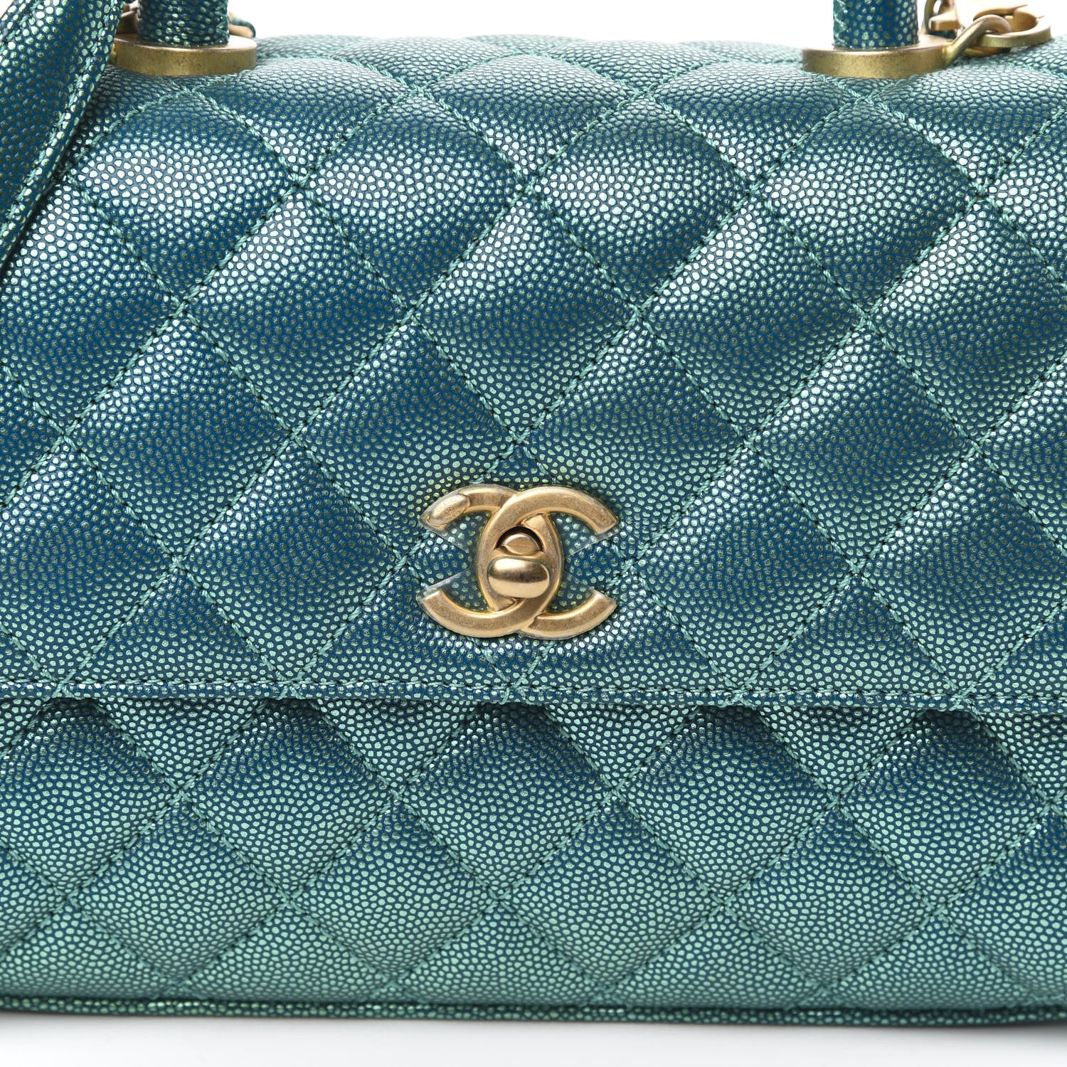 Chanel Metallic Caviar Quilted Mini Coco Handle Flap Blue 10 of 11