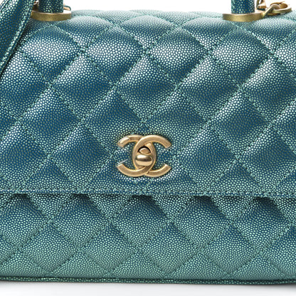Chanel Metallic Caviar Quilted Mini Coco Handle Flap Blue 10 of 11