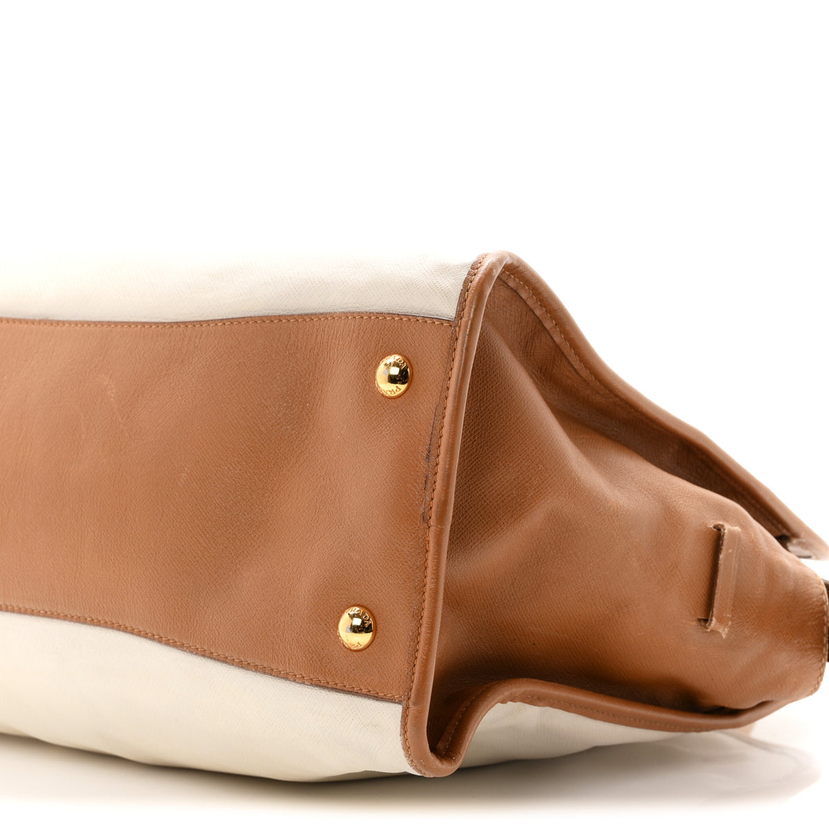 Prada Saffiano Bi-Color Tote Talco Caramel 10 of 11