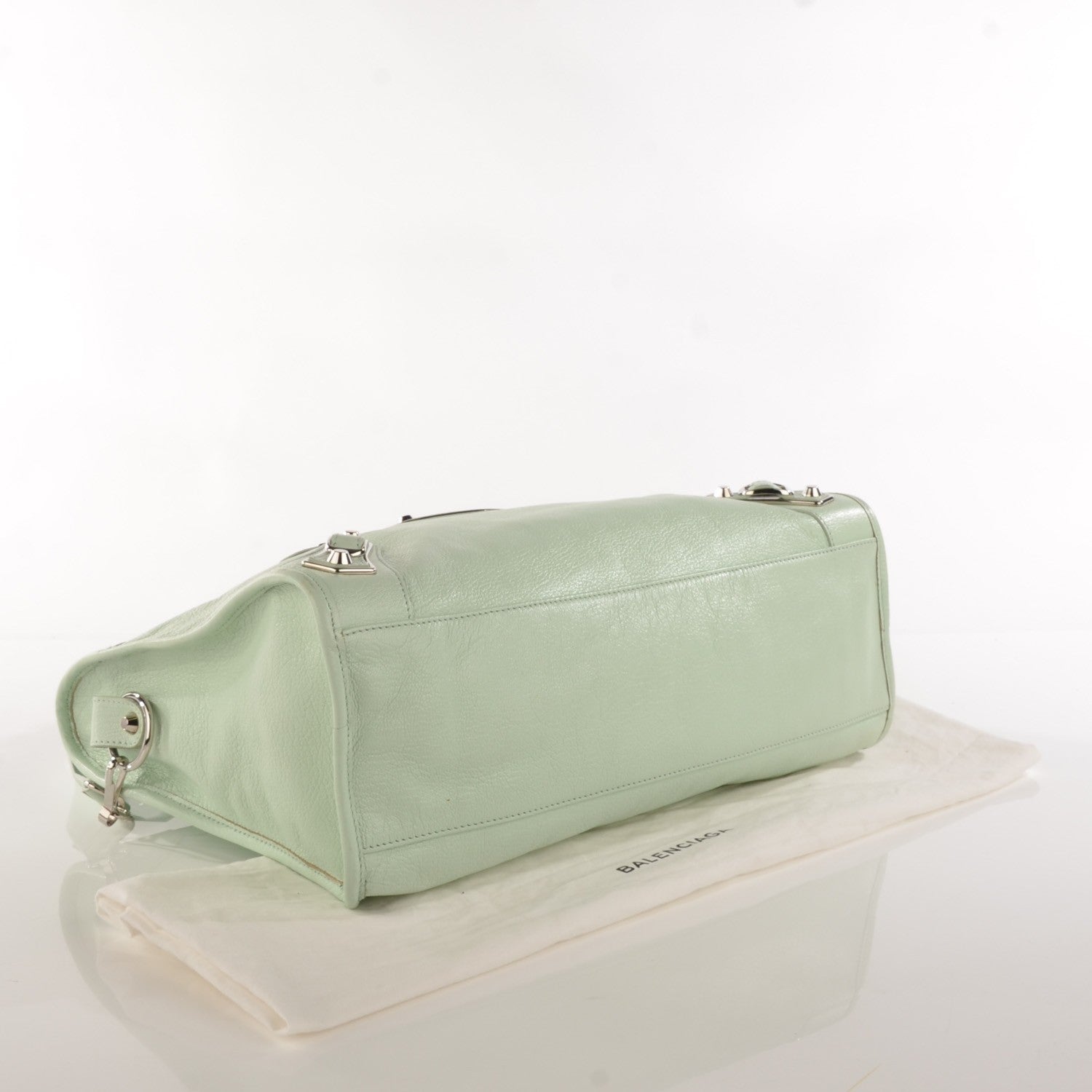 Balenciaga Chevre Silver Metallic Edge Hardware City Vert Anis 4 of 9