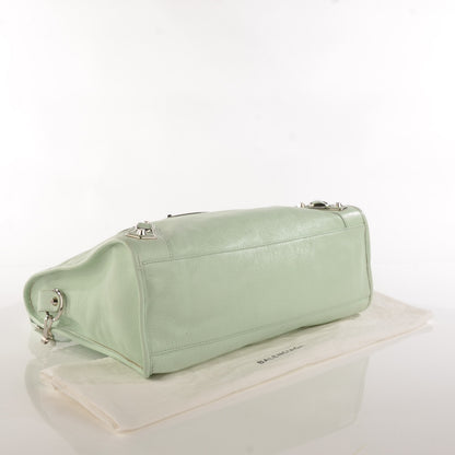 Balenciaga Chevre Silver Metallic Edge Hardware City Vert Anis 4 of 9