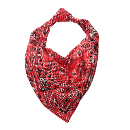 Alexander Wang Twill Chainmail Mesh Printed Bandana Scarf Bag Bright Red 1 of 10