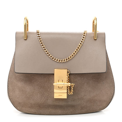 Chloe Suede Smooth Calfskin Drew Shoulder Bag Motty Grey 1 of 11