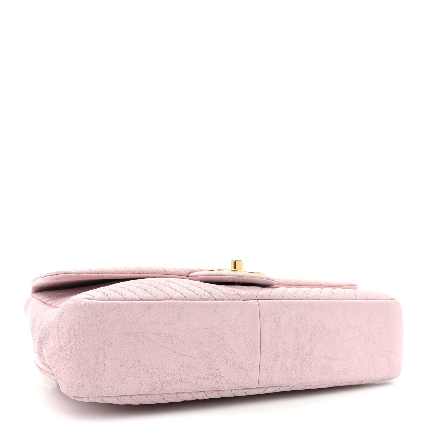Wrinkled Lambskin Chevron Quilted Medium Surpique Flap Pink