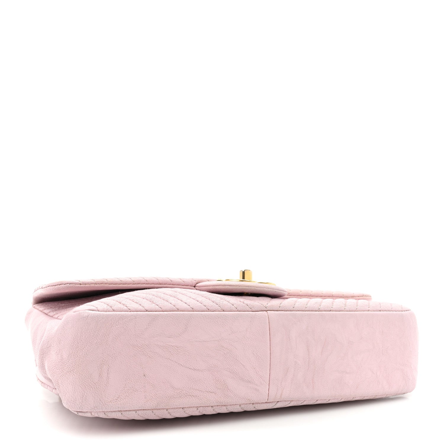 Chanel Wrinkled Lambskin Chevron Quilted Medium Surpique Flap Pink 4 of 11