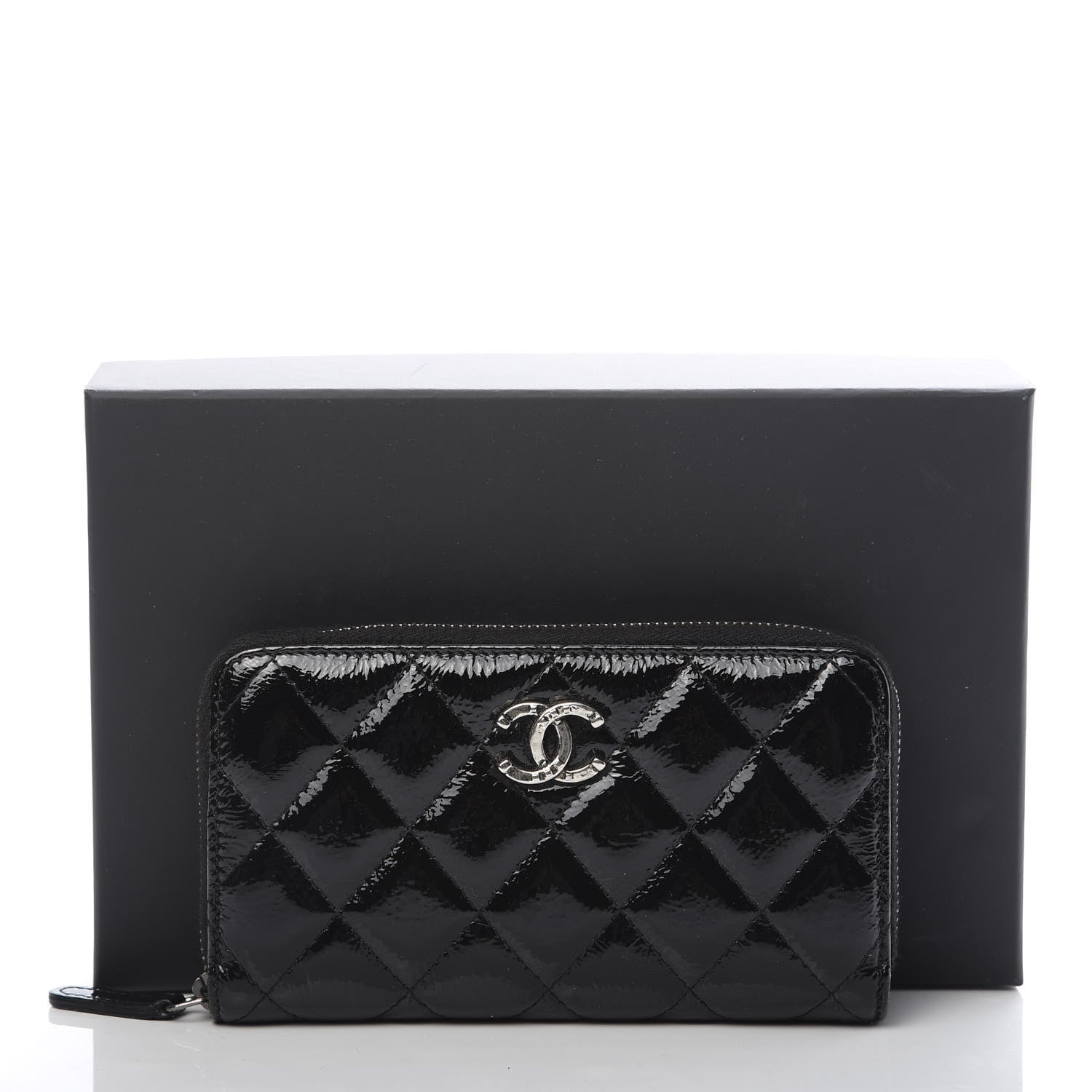 Chanel Patent Goatskin Paris Dallas Zip Around Wallet Black 11 of 11