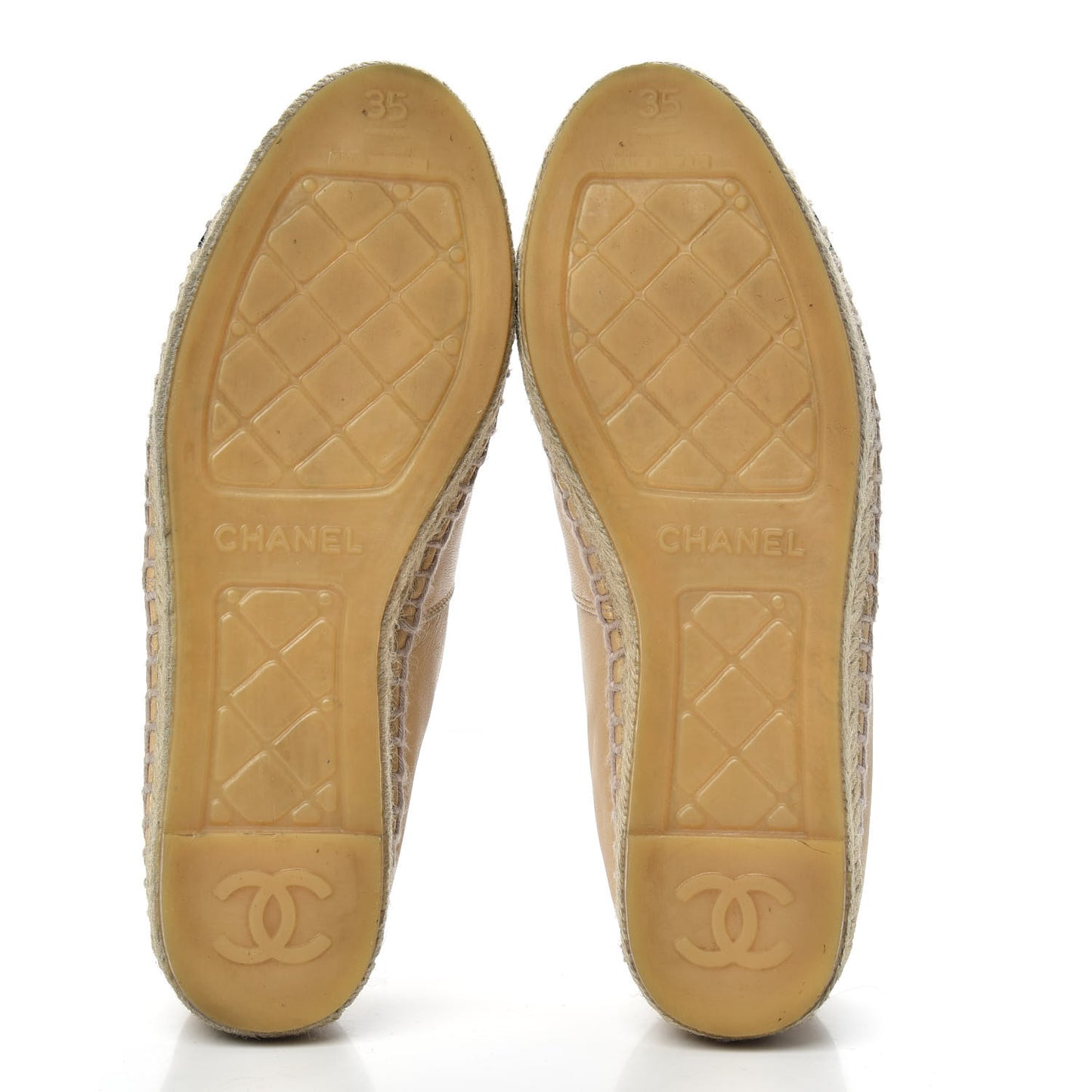 Lambskin CC Espadrilles 35 Beige Black