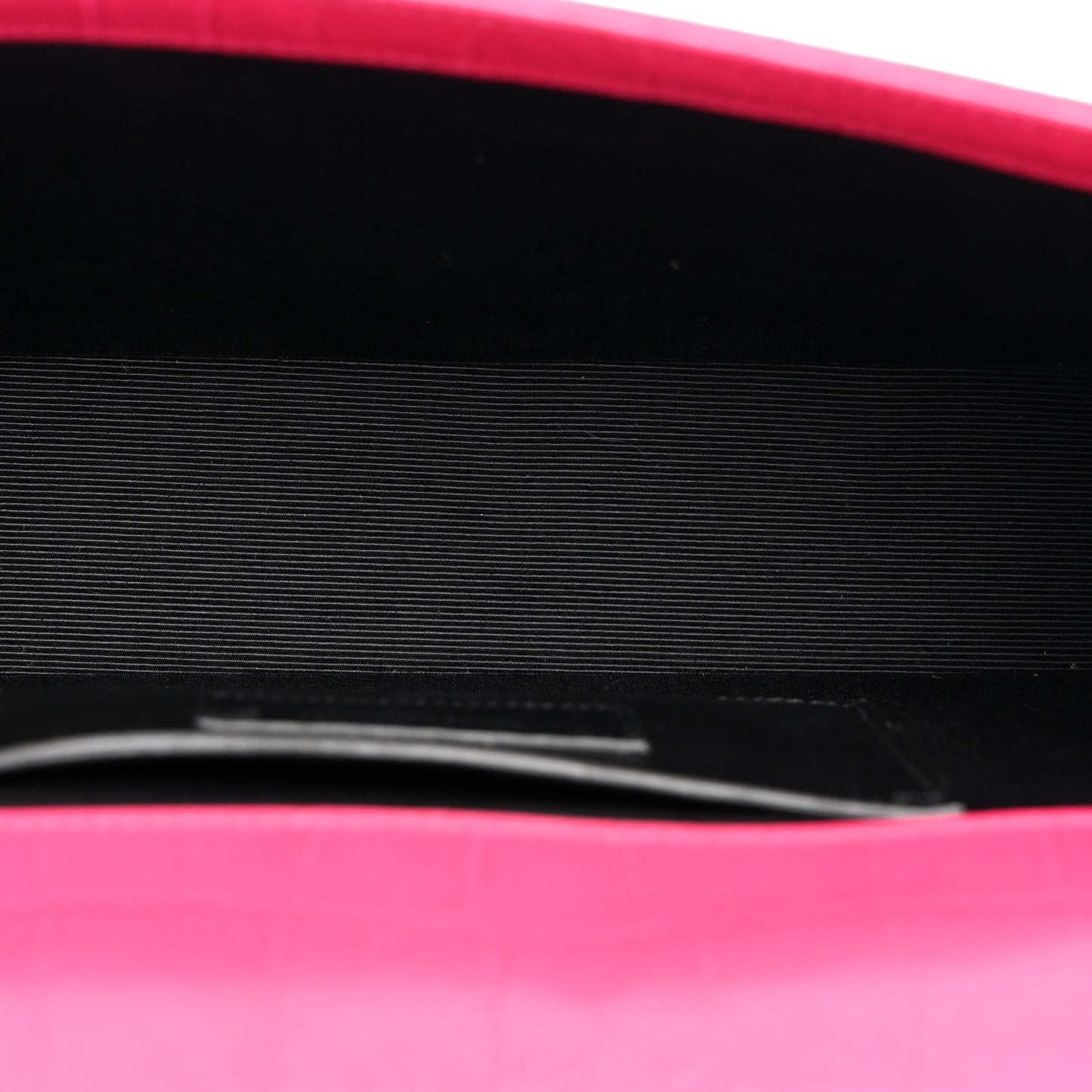 Calfskin Crocodile Embossed Medium Classic Monogram Kate Tassel Satchel Fuchsia