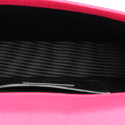 Saint Laurent Calfskin Crocodile Embossed Medium Classic Monogram Kate Tassel Satchel Fuchsia 5 of 10