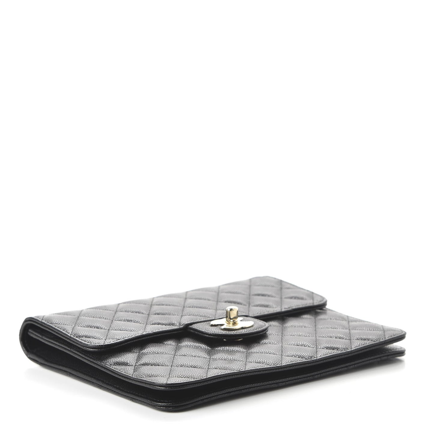 Caviar Quilted Square Flap Clutch Black