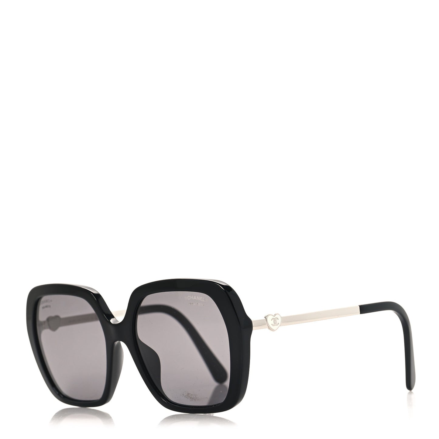 Acetate Polarized Square CC Heart Sunglasses 5521 Black White