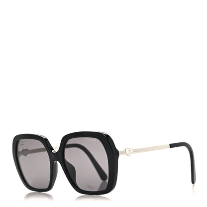 Chanel Acetate Polarized Square CC Heart Sunglasses 5521 Black White 1 of 8