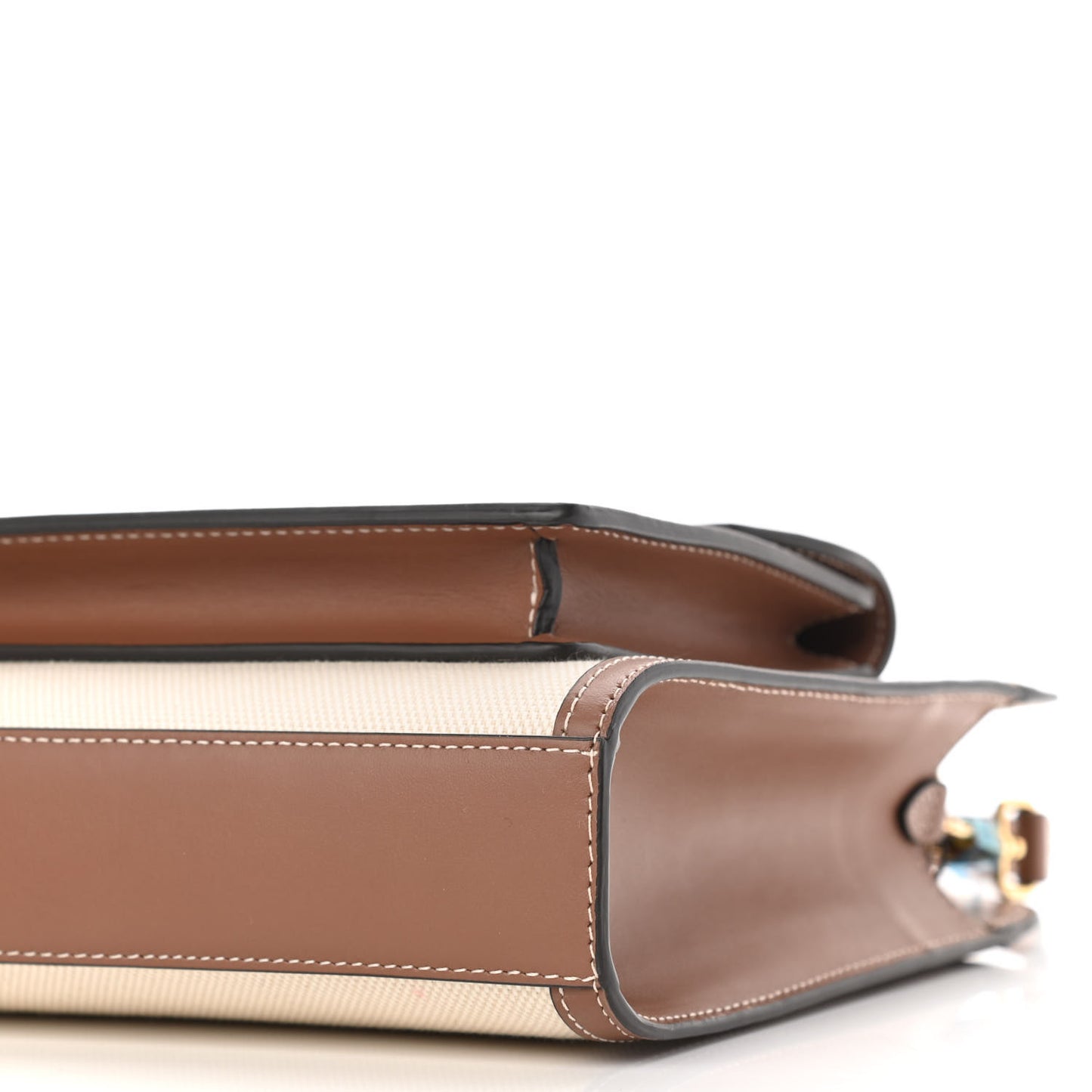 Canvas Smooth Calfskin Two Tone Mini Pocket Bag Natural Malt Brown