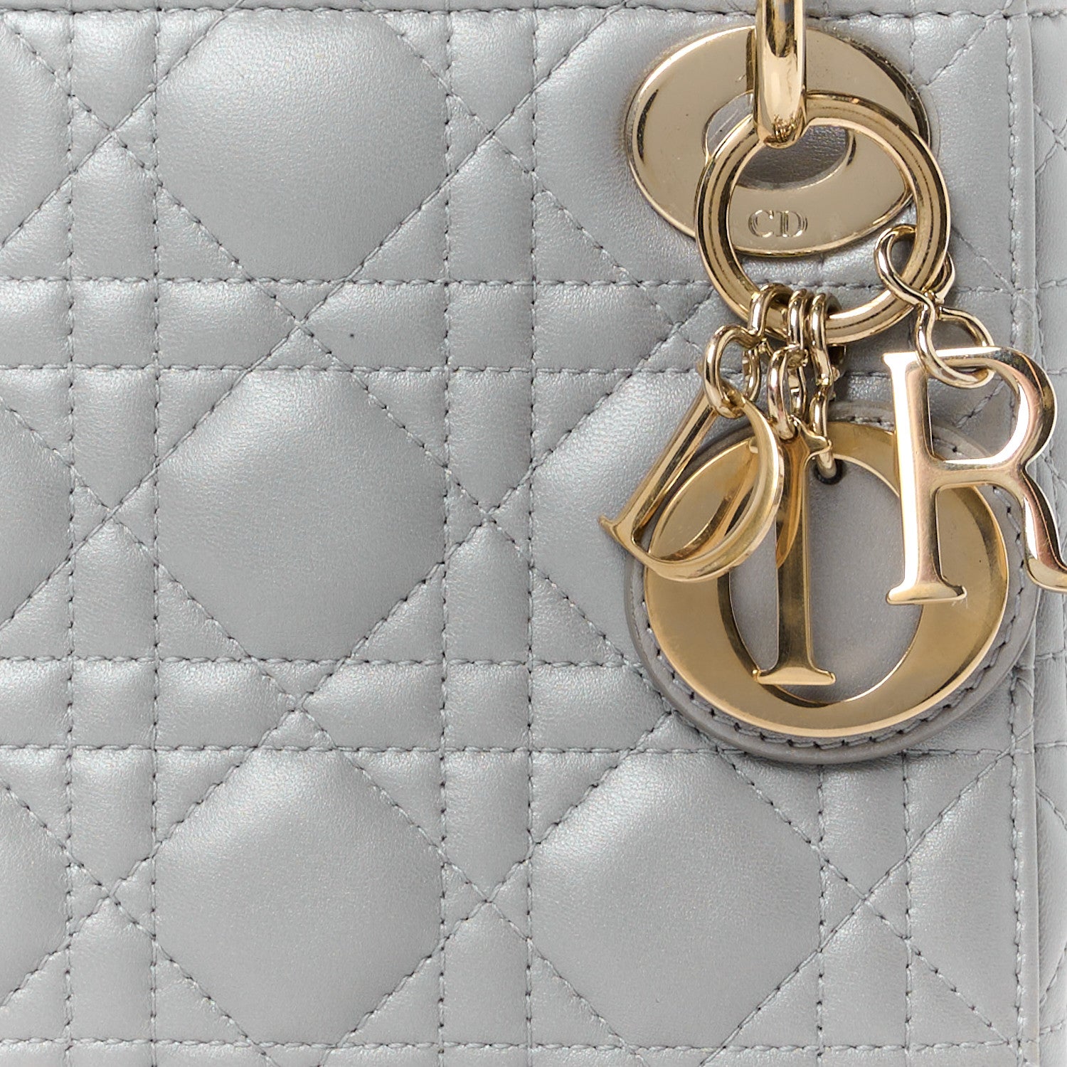 Christian Dior Metallic Lambskin Cannage Mini Lady Dior Grey 8 of 13