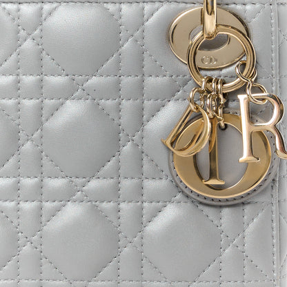 Christian Dior Metallic Lambskin Cannage Mini Lady Dior Grey 8 of 13