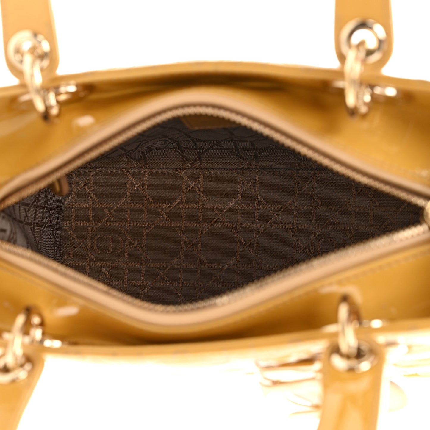Patent Cannage Medium Lady Dior Beige