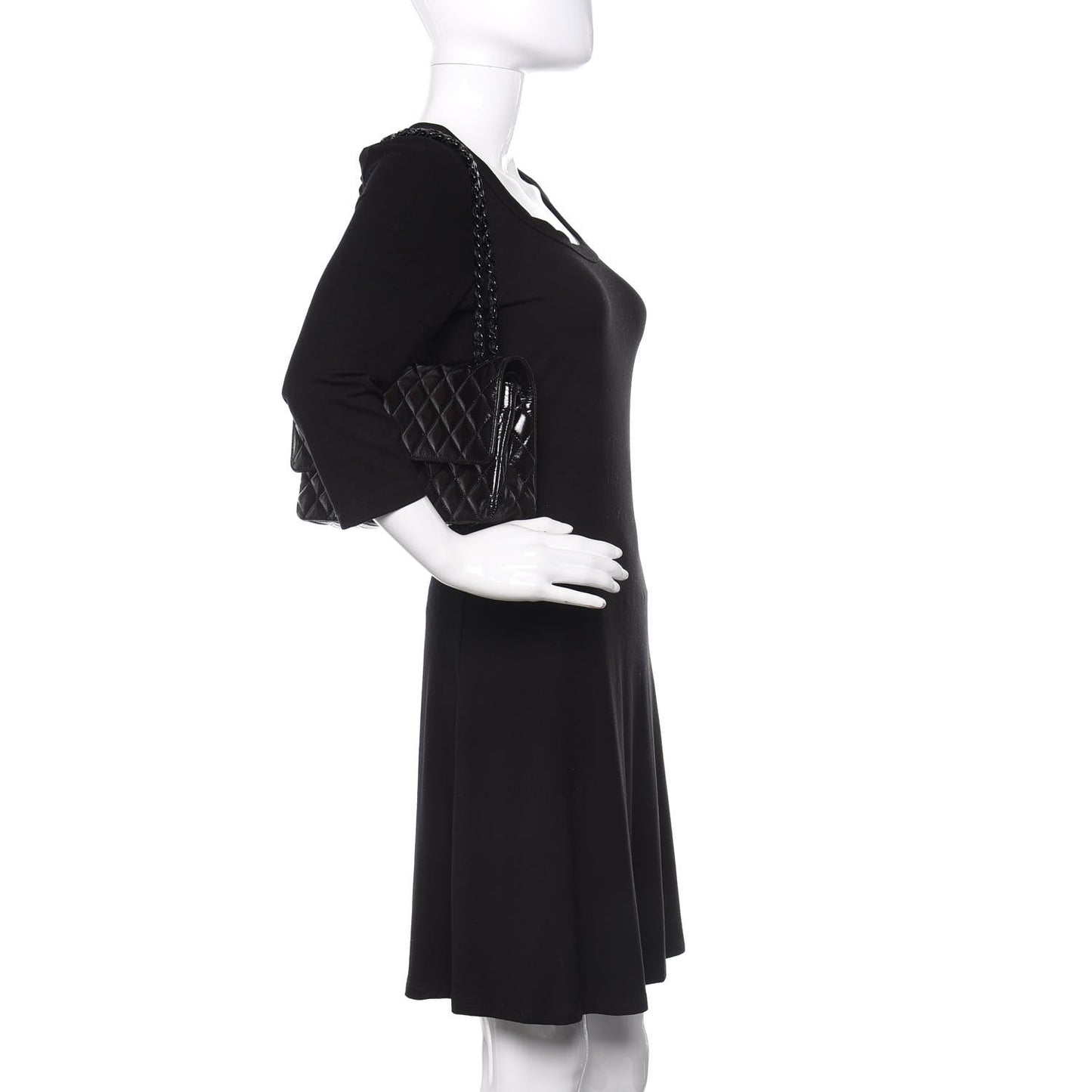 Shiny Crumpled Calfskin Quilted Medium Double Flap So Black