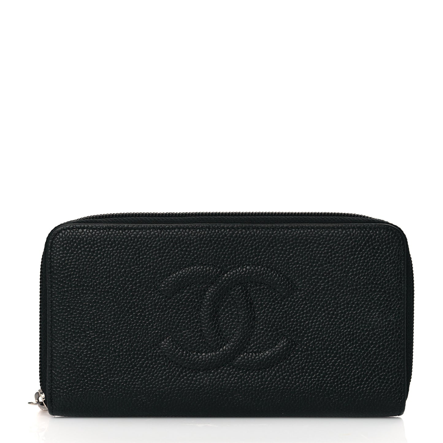 Caviar Large Timeless CC Zip Around Wallet Black