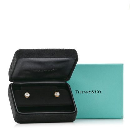 Tiffany 18K White Gold Akoya Pearl 6-6.5mm Signature Earrings 4 of 4