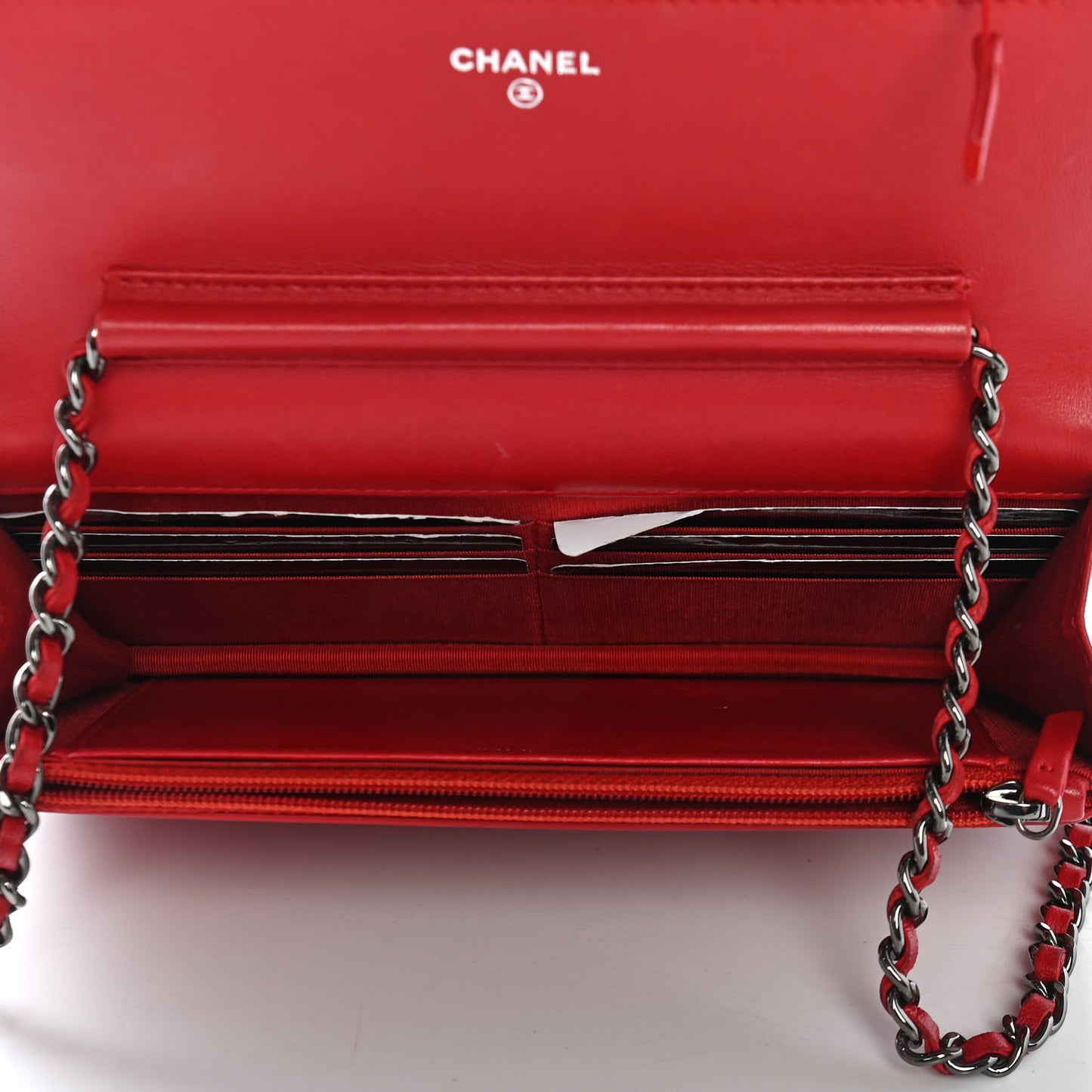 Lambskin Quilted Boy Wallet On Chain WOC Red