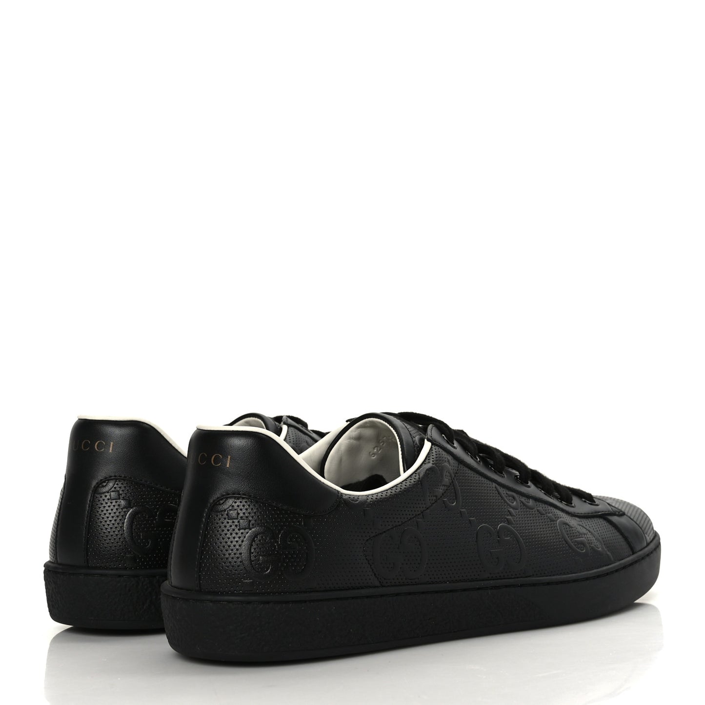 Calfskin GG Tennis Embossed Mens Ace Sneakers 10.5 Black