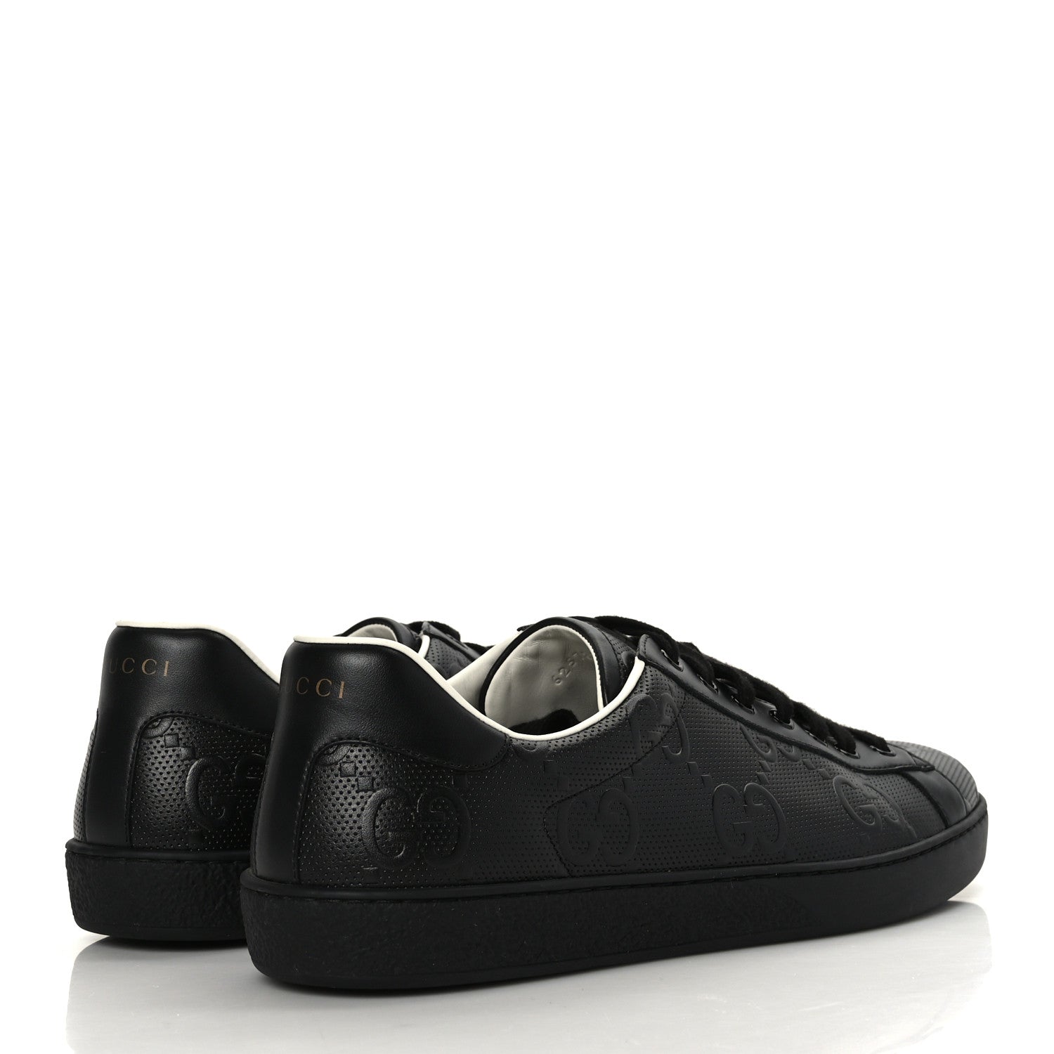 Gucci Calfskin GG Tennis Embossed Mens Ace Sneakers 10.5 Black 4 of 9