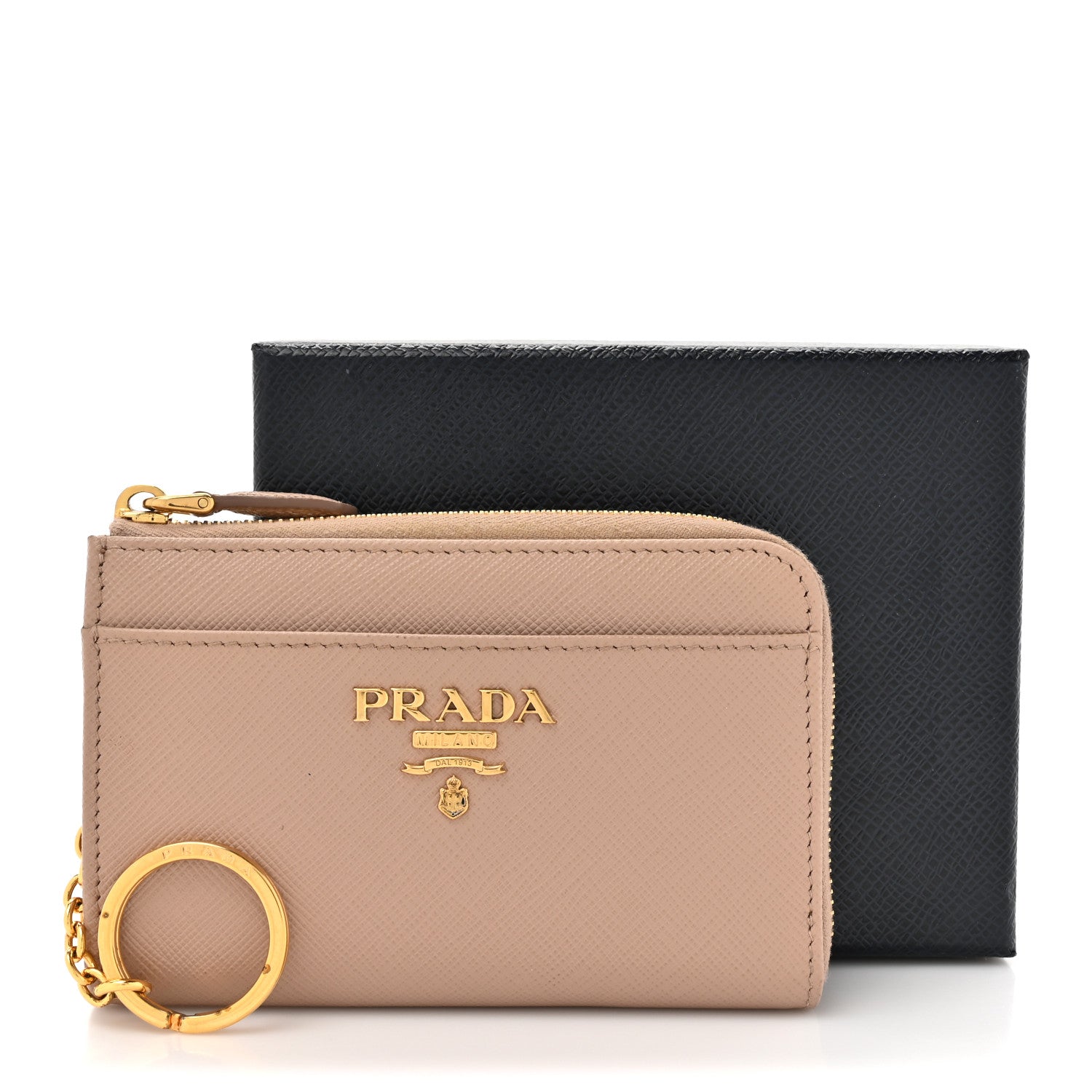 Prada Saffiano Metal Zip Around Keychain Cipria 11 of 11