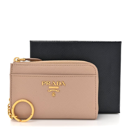 Prada Saffiano Metal Zip Around Keychain Cipria 11 of 11
