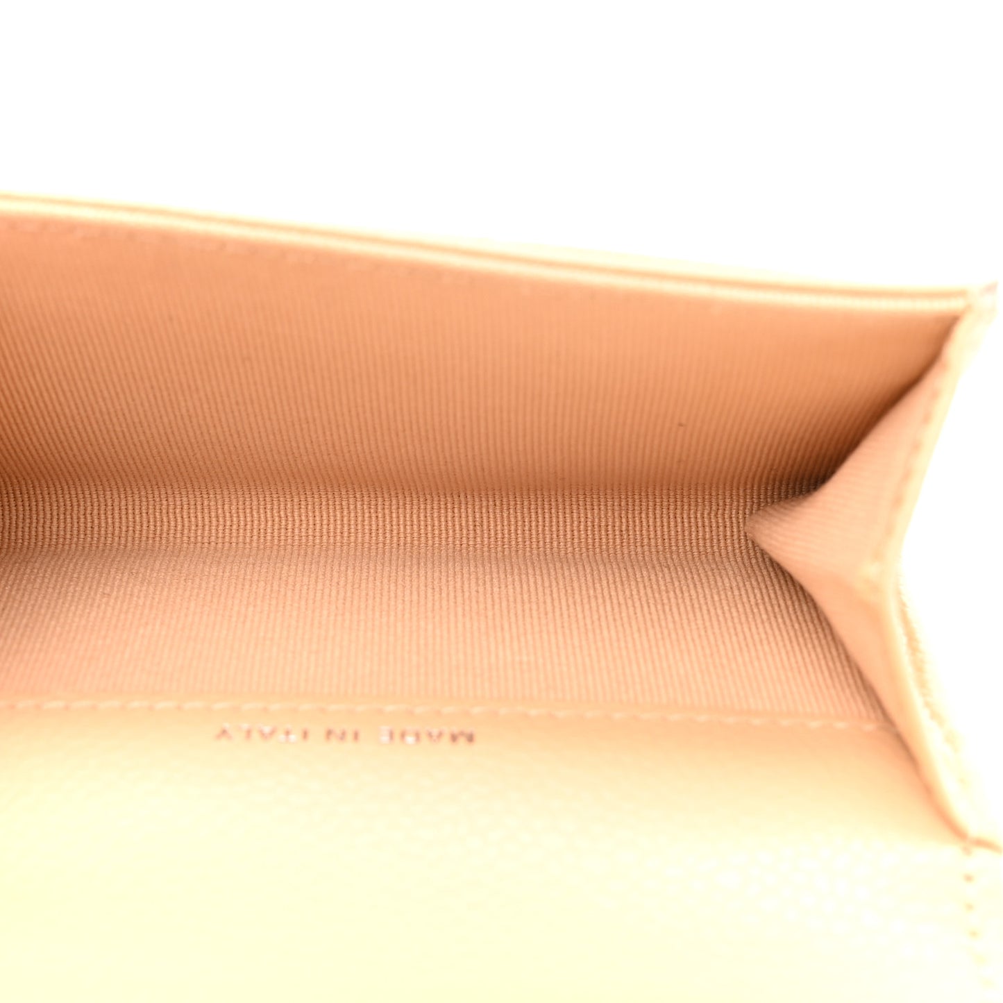 Caviar Quilted Flap Card Holder Wallet Beige