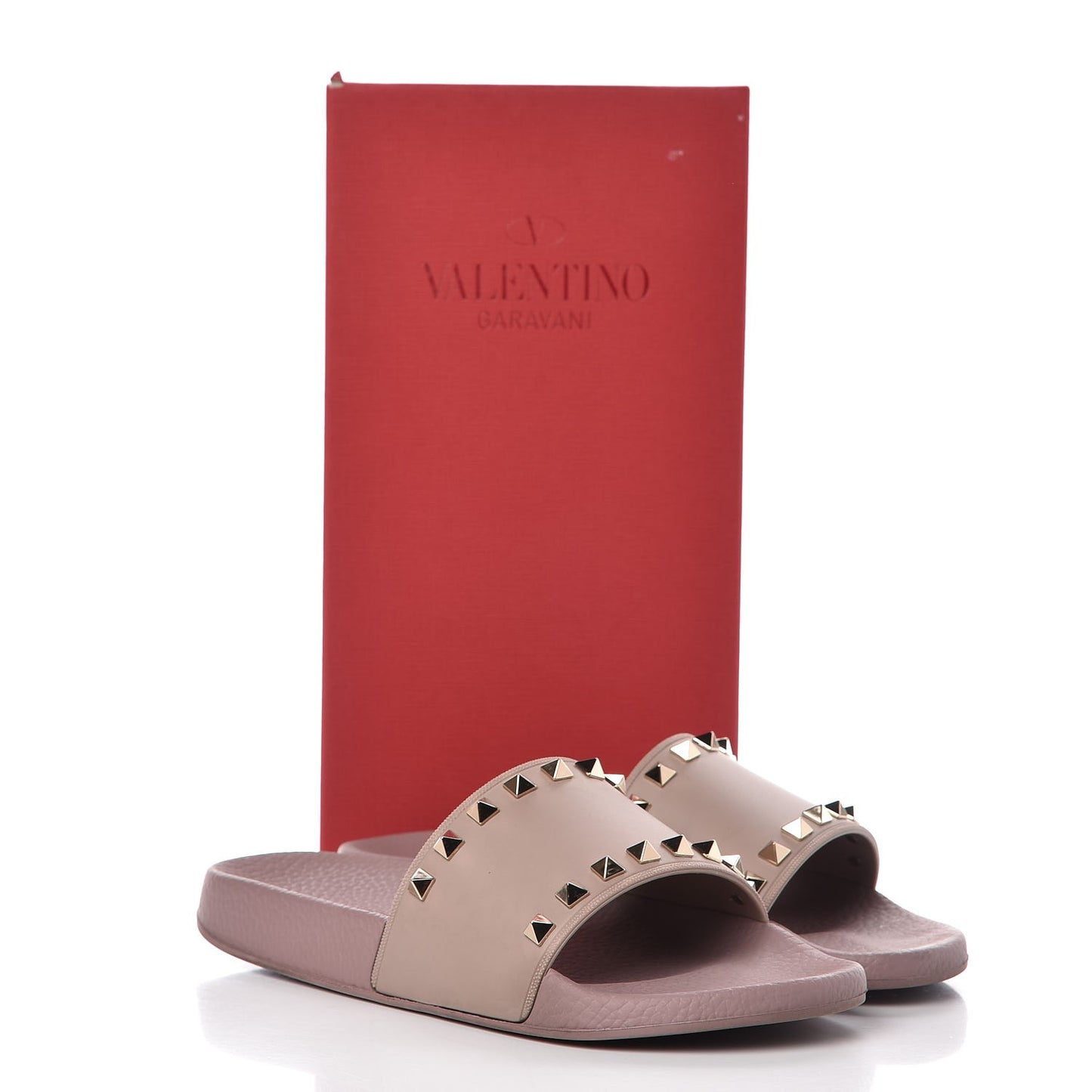 Rubber Rockstud Slide Sandals 38 Poudre