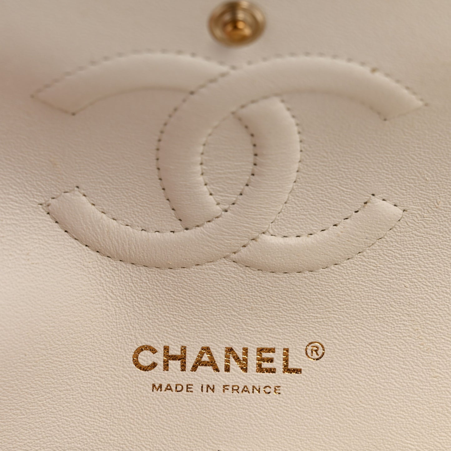 Caviar Quilted Medium Double Flap White