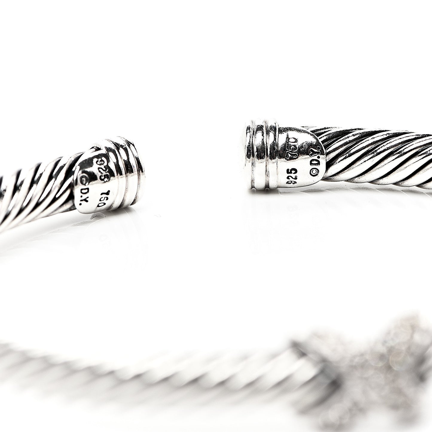 Sterling Silver 18K White Gold Diamond Pave 5mm X Cable Bracelet