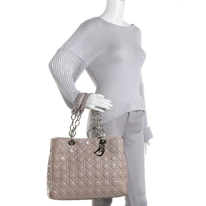 Christian Dior Patent Cannage Dior Soft Shopping Tote Grey 2 of 8