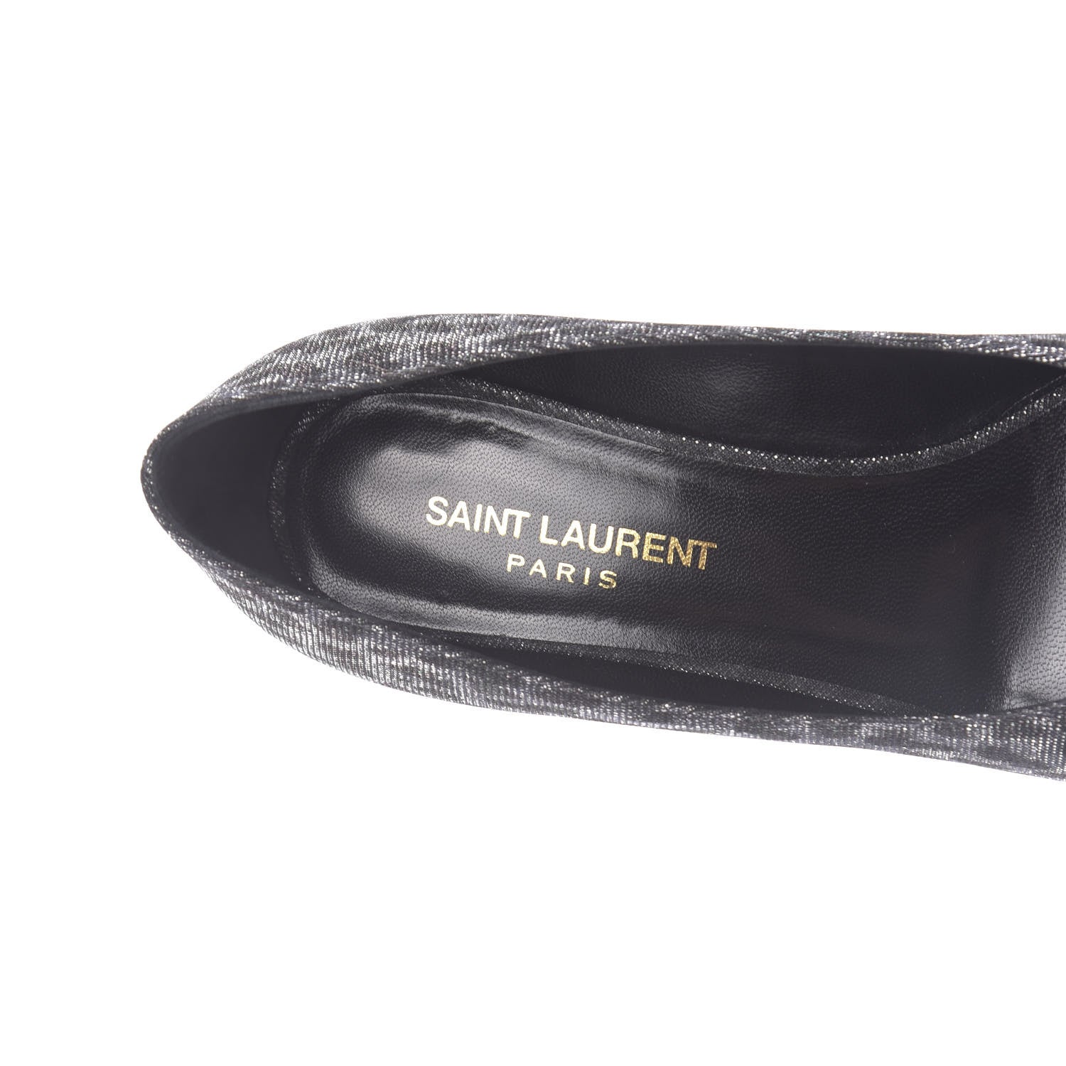 Saint Laurent Leopard Lame Double Cat Pumps 37.5 Silver 8 of 12