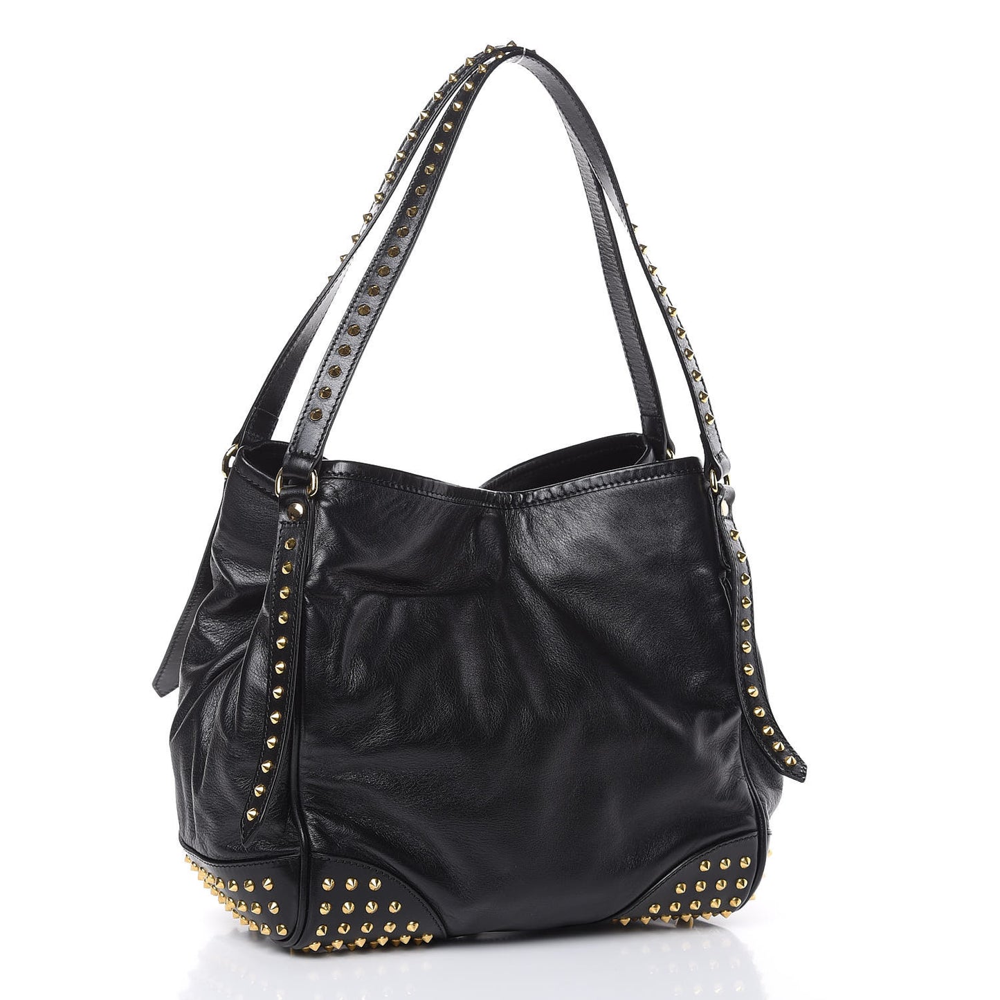 Lambskin Bridle Studs Small Canterbury Tote Black