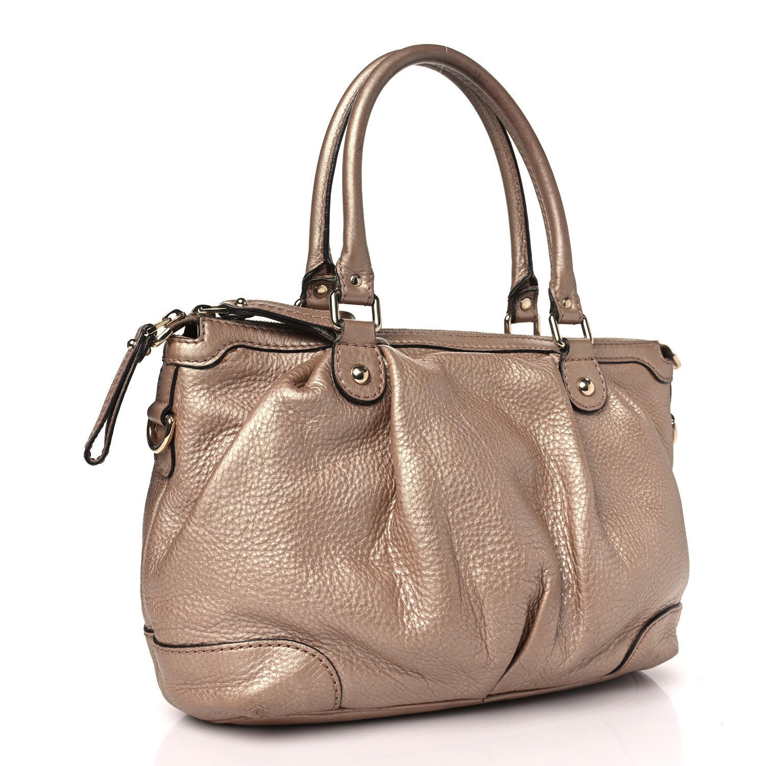 Gucci Metallic Calfskin Medium Sukey Top Handle Bag Beige 3 of 11